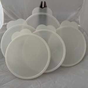 Lot of 5 Sheer Tupperware Replacement Round Lids Butterfly Tab Cereal Bowl 2541A
